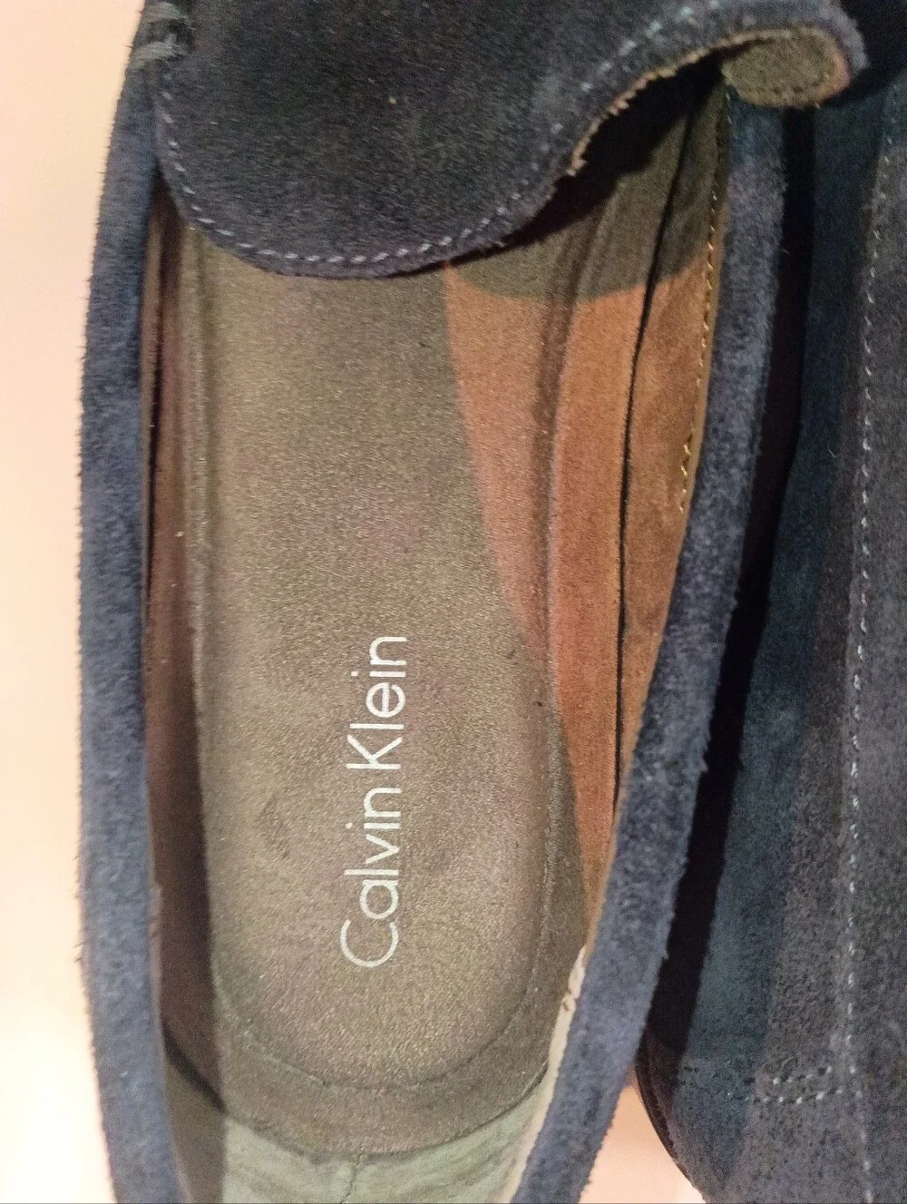 Calvin Klein Men's Dark Blue Suede Dress Shoes - Casual Leather Loafers